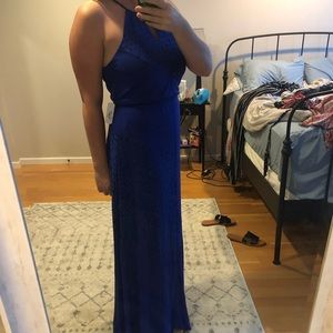 Blue tie neck dress
